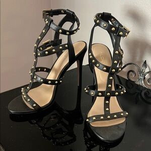 Aldo Black and Gold Studded Heels
